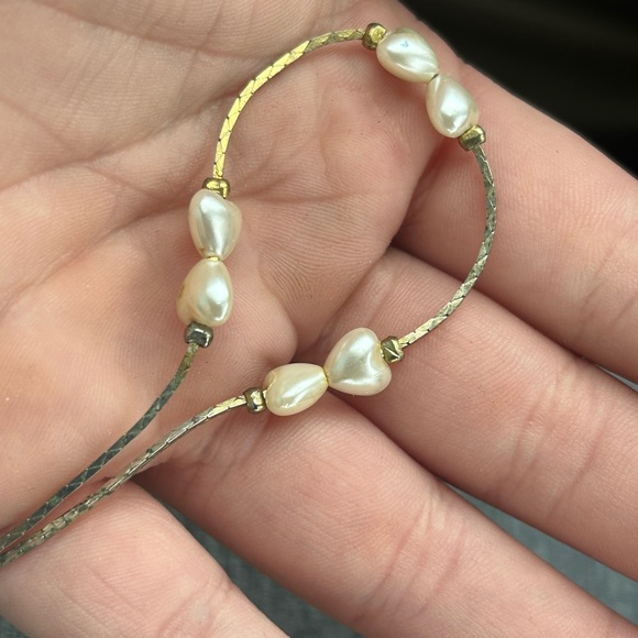 Timeless Vintage Faux Pearl Heart Bracelet and Rhinestone Earrings Set Classic - Picture 9 of 12